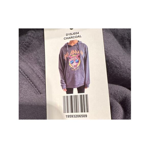 UNISEX Def Leppard Rock of Ages Charcoal Hoodie Pink Leopard - Small - NWT - Picture 8 of 9